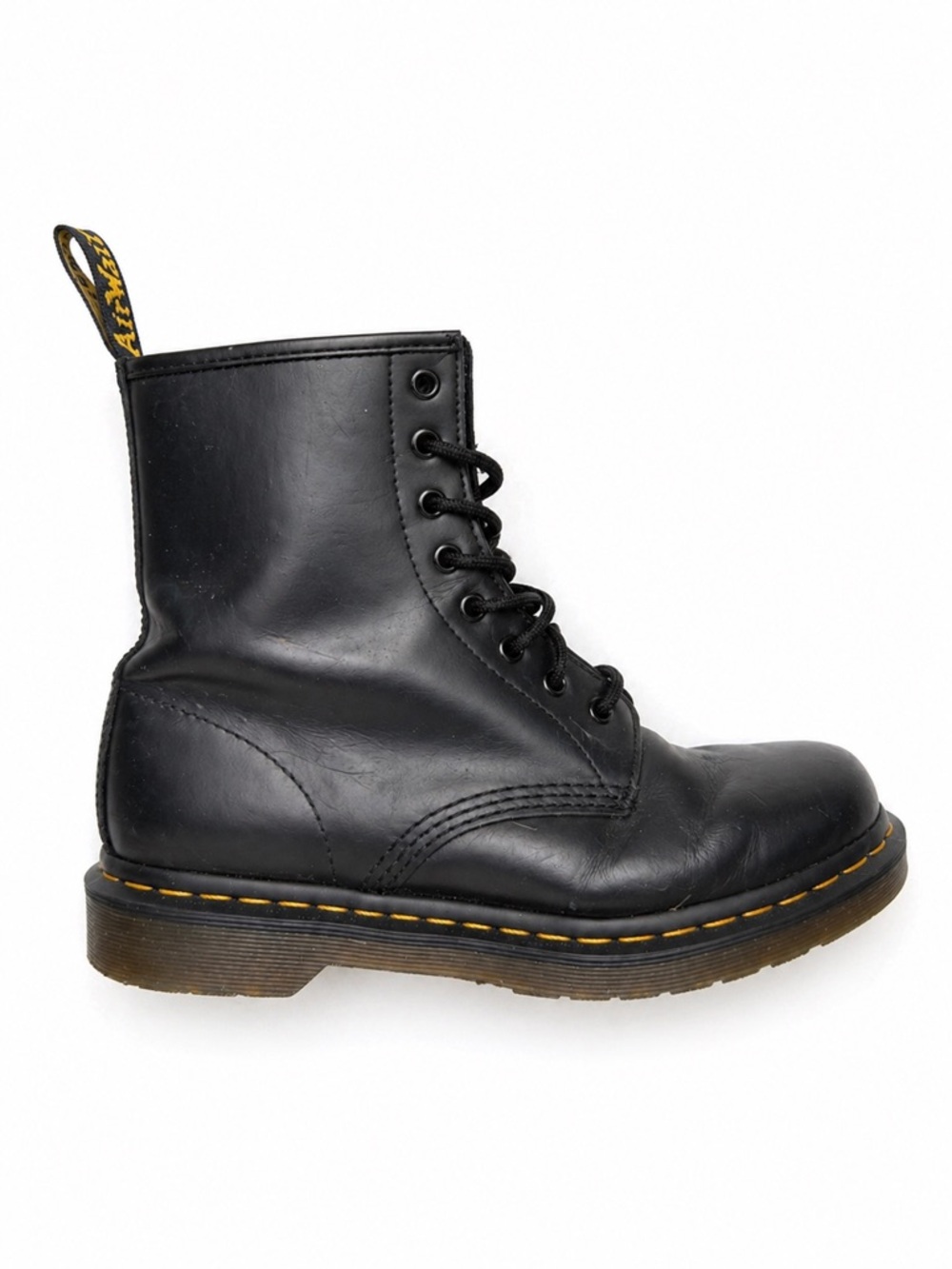 Dr Martens 1460W Smooth Leather Combat Boots Black Lace Up Size 8